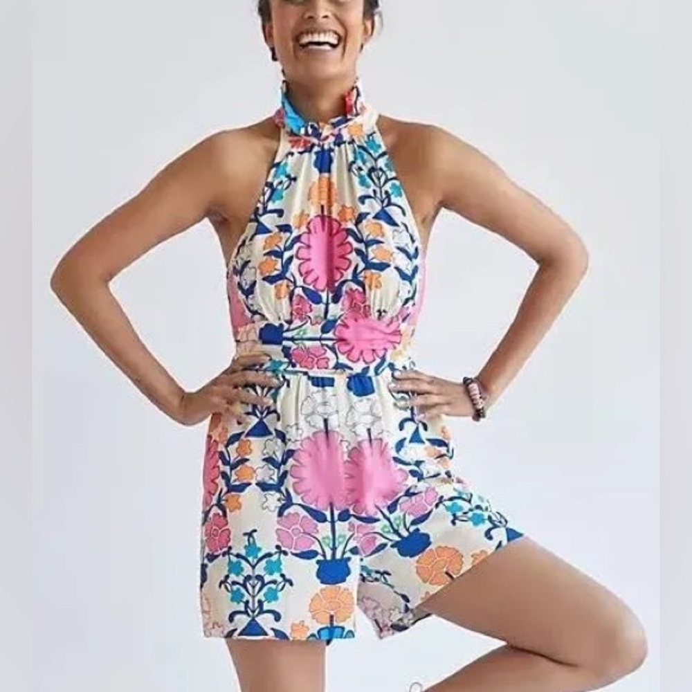 Plenty by Tracy Reese Vibrant Floral Romper Size Medium NWOT